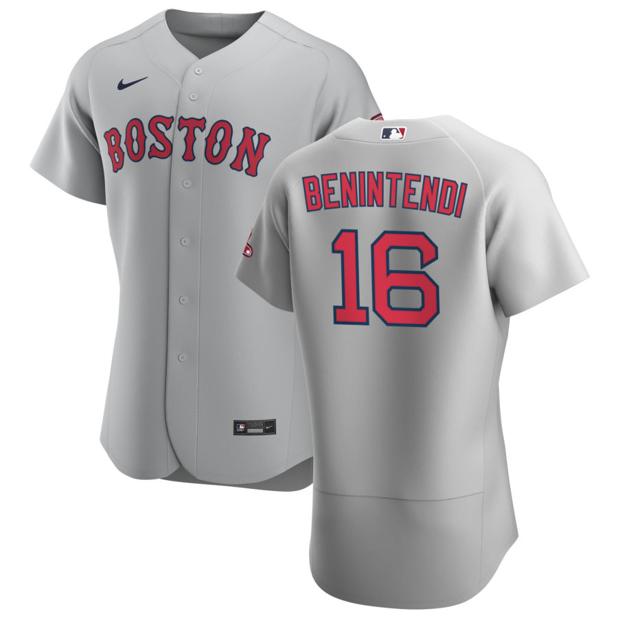 Boston Red Sox 16 Andrew Benintendi Men Nike Gray Road 2020 Authentic Team MLB Jersey